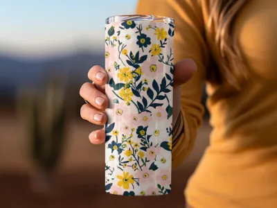 Floral Pattern Insulated Tumbler for Hot and Cold Beverages