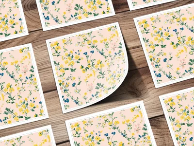 Floral Meadow Patterned Stickers Set for Crafting