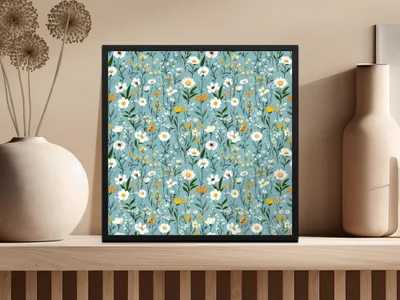 Floral Meadow Pattern Print Decorative Wall Art