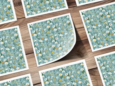 Delicate Floral Pattern in Soft Blue Background product type