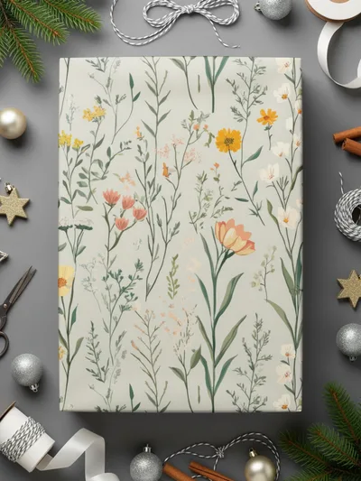 Elegant Floral Pattern Gift Wrapping Paper for Presents