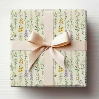 Elegant Gift Box with Floral Pattern and Ribbon Bow