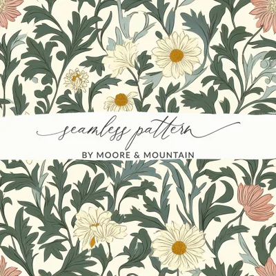 Seamless William Morris Pastel Floral Vines Background For Commercial Use