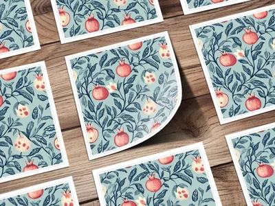 Seamless William Morris Pomegranate Print Pink Blue Green Digital - Moore and Mountain