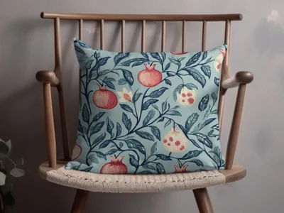 Seamless William Morris Pomegranate Print Pink Blue Green Digital - Moore and Mountain