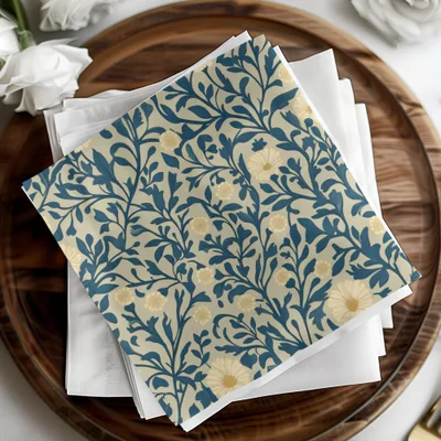 Seamless William Morris Vines Background Blue Beige Digital - Moore and Mountain