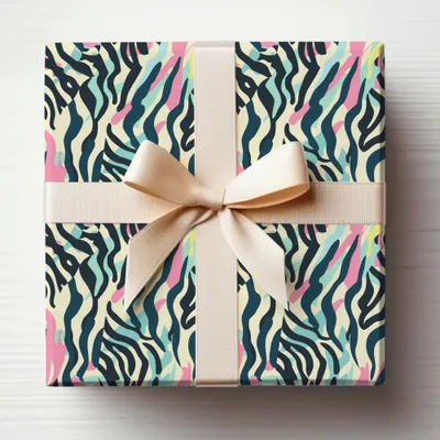 Colorful Zebra Print Wrapped Gift Box Product