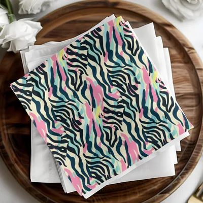 Multicolor Abstract Zebra Stripes Pattern Napkin Set
