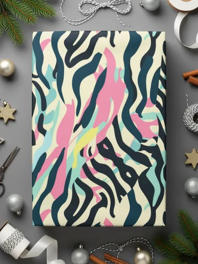 Colorful Abstract Zebra Stripes Gift Wrap Product