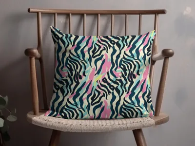 Abstract Multicolor Zebra Print Throw Pillow Product