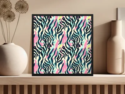 Colorful Abstract Zebra Pattern Art Print for Home Decor