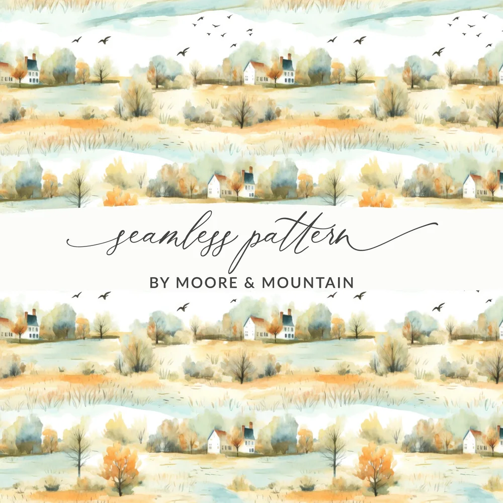 Scenic Countryside Seamless Pattern by Moore & Mountain