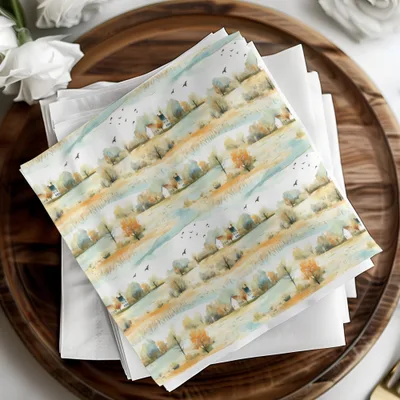Scenic Countryside Design Disposable Napkins Pack