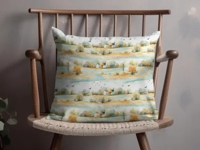 Scenic Countryside Printed Throw Pillow for Home Decor