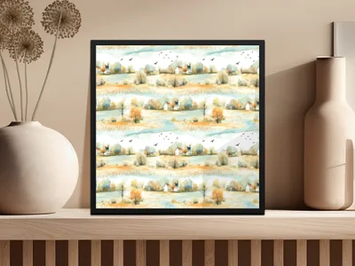 Serene Countryside Landscape Artwork Decor Poster