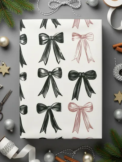 Shabby Chic Bows Pattern Black Bows Design | Trendy Digital Download | Boho Bows, Coquette Bows Seamless Pattern - Moore and Mountain