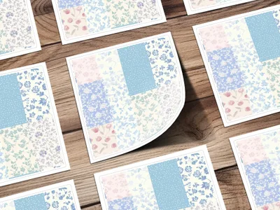 Beautiful Patchwork Floral Design Sticker Sheets