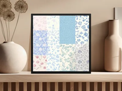 Elegant Patchwork Floral Patterns Art Print Decor