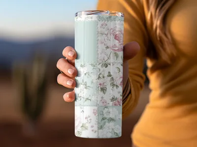 Elegant Floral Patchwork Design Insulated Tumbler Product