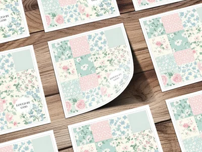 Loved By God Floral Patchwork Design Pattern Artwork