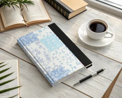Elegant Blue and White Floral Design Notebook