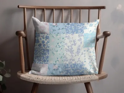 Floral Patchwork Design Decorative Pillow With Chair