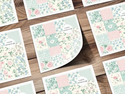'Faith Over Fear Floral Design Decorative Card set'