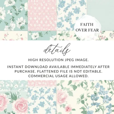 High Resolution Floral Pattern JPEG Image Instant Download