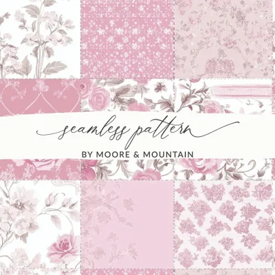 Shabby Chic Patchwork, Floral Digital Paper, Pink Rose Pattern, Seamless Scrapbook Paper, Printable Fabric Design, Commercial Use OK