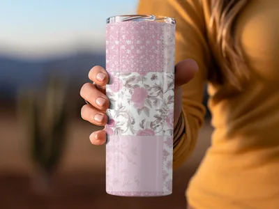 Pink and White Floral Design Insulated Tumbler Product
