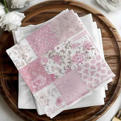 Pink Floral Patchwork Design Decorative Napkin Set