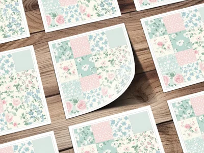 Floral Patchwork Design Peel and Stick Wallpaper Sheets