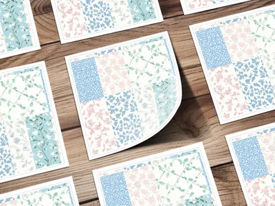 Elegant Patchwork Floral Pattern Stationery or Scrapbooking Cards