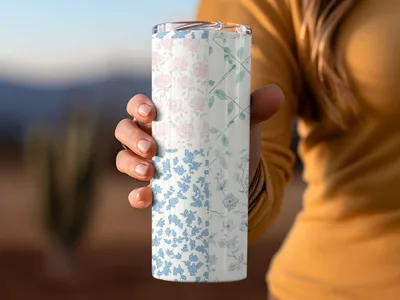 Elegant Floral Pattern Insulated Travel Tumbler