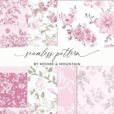 Shabby Chic Patchwork, Floral Digital Paper, Seamless Pattern, Pink Rose Pattern, Scrapbook Paper, Fabric Design, Commercial Use