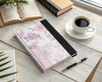 Elegant Pink Floral Design Hardcover Journal Notebook