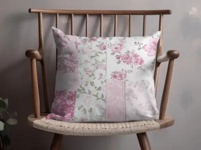Floral Patchwork Print Throw Pillow For Home Decor