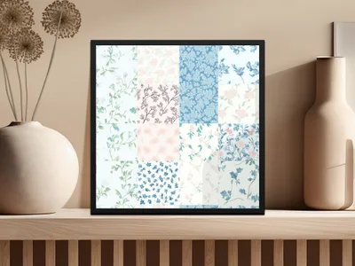 Floral Pattern Patchwork Art Print Wall Decor