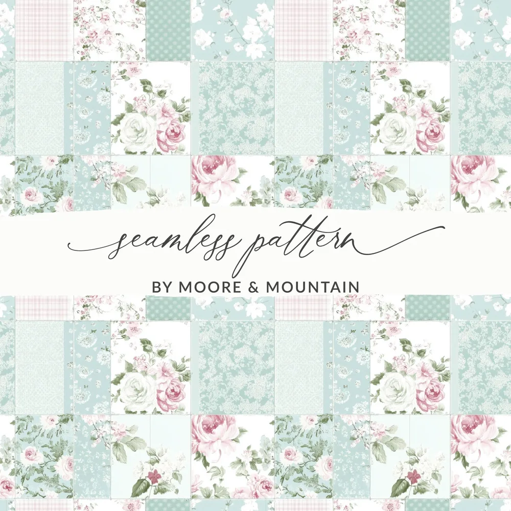 Floral and Pastel Patchwork Seamless Pattern by Moore Mountain