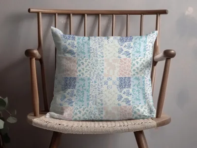 Vintage Floral Patchwork Square Throw Pillow
