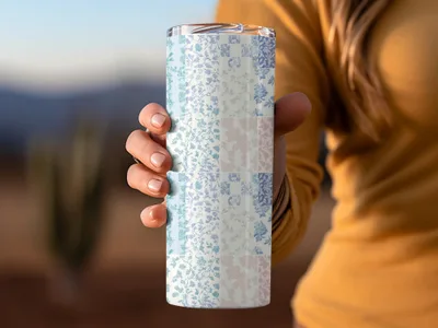 Floral Patchwork Design Travel Tumbler for Everyday Use