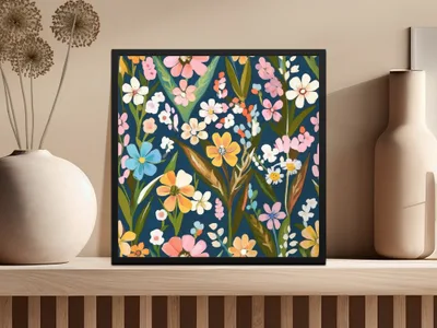 Colorful Floral Pattern Wall Art Print Decor