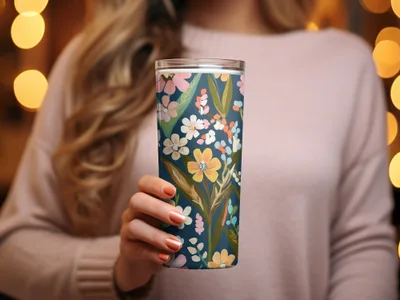 Vibrant Floral Pattern Insulated Travel Tumbler