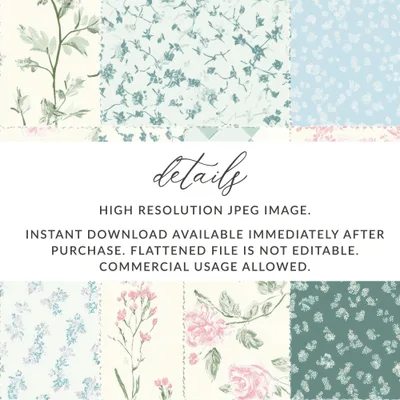 High Resolution Floral Pattern JPEG Instant Download