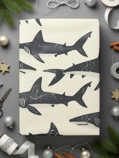 Shark Seamless Pattern, Ocean Animal Digital Paper, Dark Sharks Print, Nautical Fabric Design, Commercial Use Digital Download - Moore and Mountain