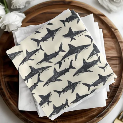 Shark Seamless Pattern, Ocean Animal Digital Paper, Dark Sharks Print, Nautical Fabric Design, Commercial Use Digital Download - Moore and Mountain