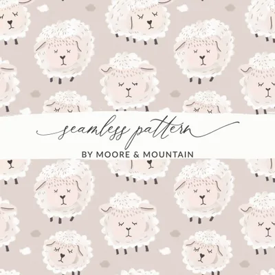 Sheep Seamless Pattern Digital, Lamb Repeat Pattern, Cute Nursery Art Print, Animal Clipart, Baby Shower Decor, Fabric Design Digital