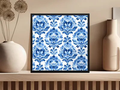 Shibori Blue Seamless Watercolor Geometric Pattern, Indigo Ink Digital Paper, Modern Scrapbook Paper, Textile Design, Digital Download - Moore and Mountain