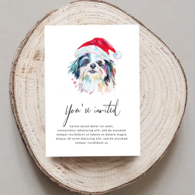 Shih Tzu Christmas PNG Digital Download, Santa Dog Clipart, Holiday Pet Portrait Printable, Dog Mom Sublimation Design, Festive Wall Art