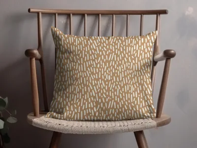 Beige Patterned Pillow with Unique Dash Design Pillow